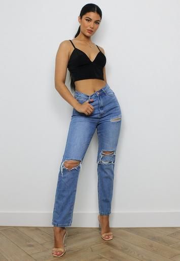 Blue Wrath Distressed Knee Jeans | Missguided (US & CA)