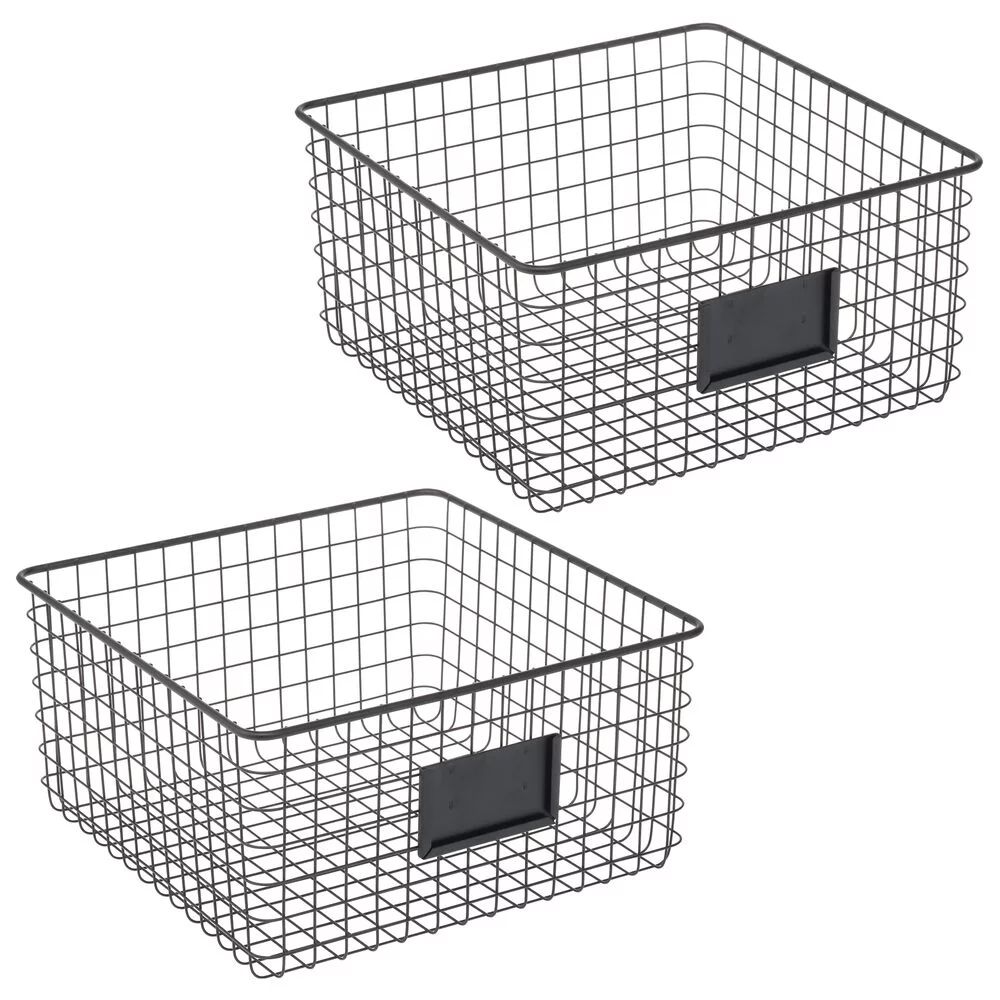 mDesign Farmhouse Decor Metal Wire Food Organizer Storage Bin Baskets with Label Slot for Kitchen... | Walmart (US)