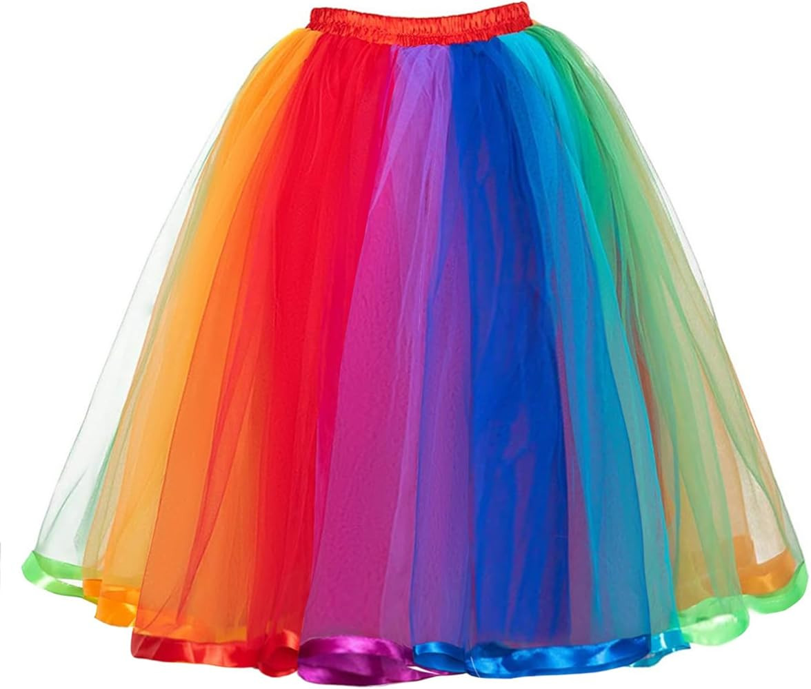 Womens Rainbow Tutus Skirt Colorful Layered Tulle Dress Girls Skirts for Adults Halloween Cosplay... | Amazon (US)