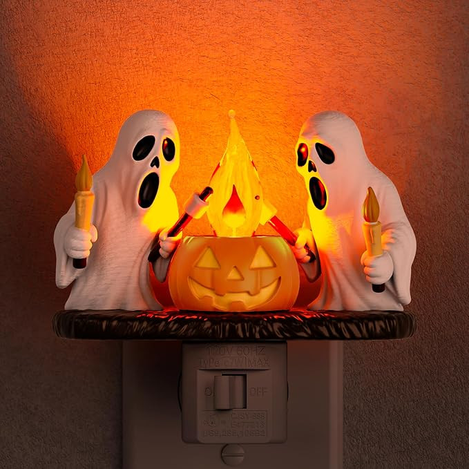 Halloween Night Light, Ghost Night Light Campfire Flickering, Halloween Decor Night Lights for Ki... | Amazon (US)