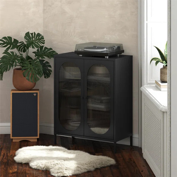 Luna 39.96'' Tall Accent Cabinet with Fluted Glass | Wayfair North America
