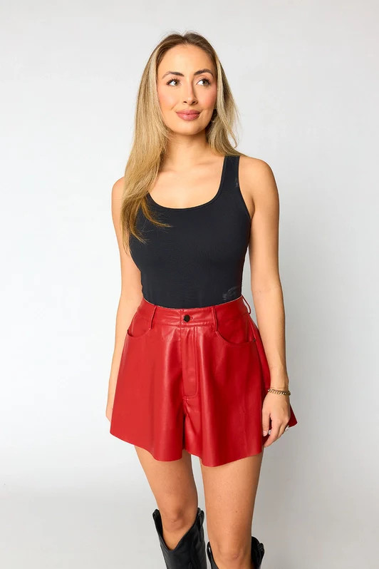 Emerson Vegan Leather Shorts - Red (PRE-ORDER) | BuddyLove