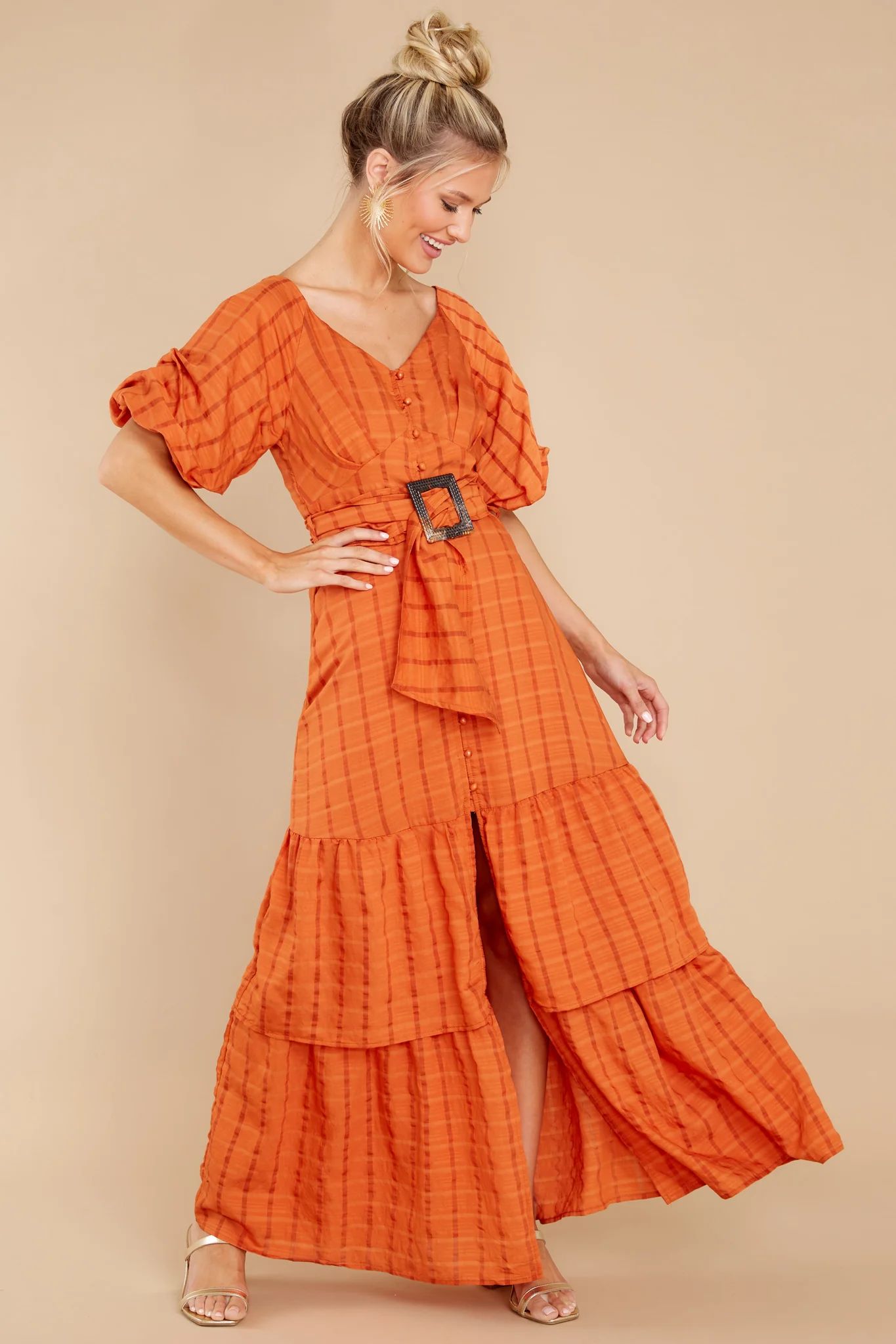 Take This Dance Apricot Orange Print Maxi Dress | Red Dress 