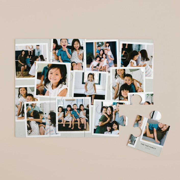 "Snapshots" - Customizable 12 Piece Custom Puzzle in Yellow by Lori Wemple. | Minted