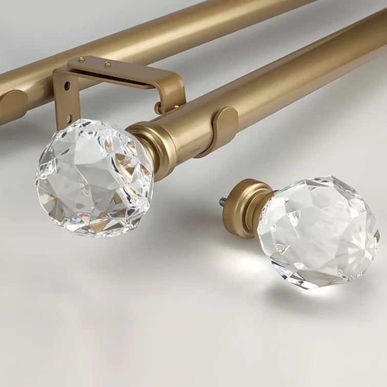 Harri Bridgon Clear Faceted Single Curtain Rod Set Adjustable 1.125" Dia | Wayfair Professional