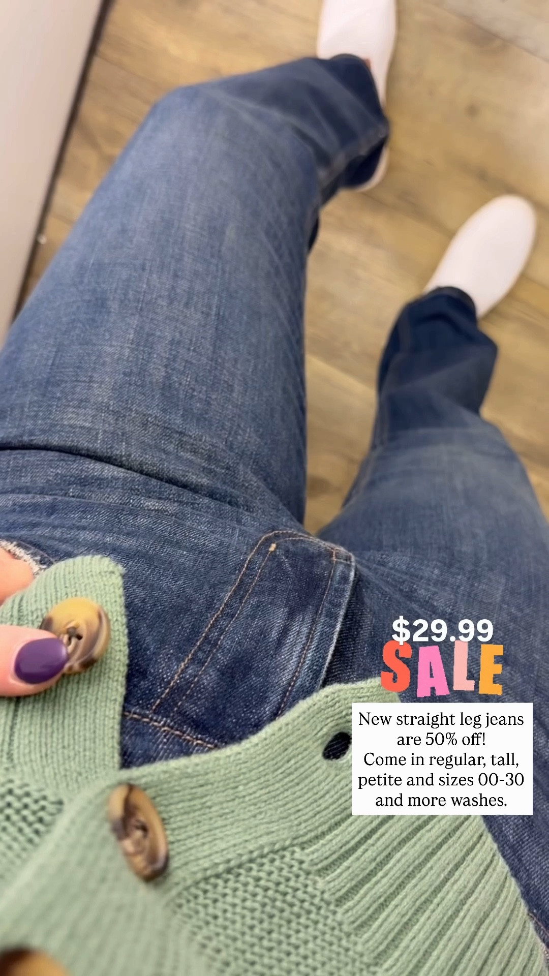 These new straight leg jeans at Old Navy are 50% today!! They fit TTS, come in more washes as well as petite and tall lengths and regular in sizes 00-30!

#LTKFindsUnder50 #LTKSaleAlert
