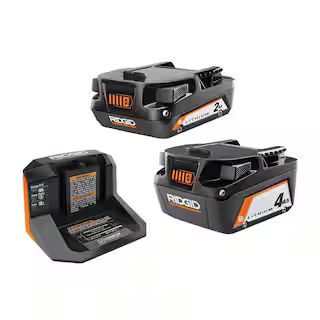 RIDGID 18V Lithium-Ion (1) 4.0 Ah Battery, (1) 2.0 Ah Battery, and 18V Charger AC87024SB2 - The H... | The Home Depot