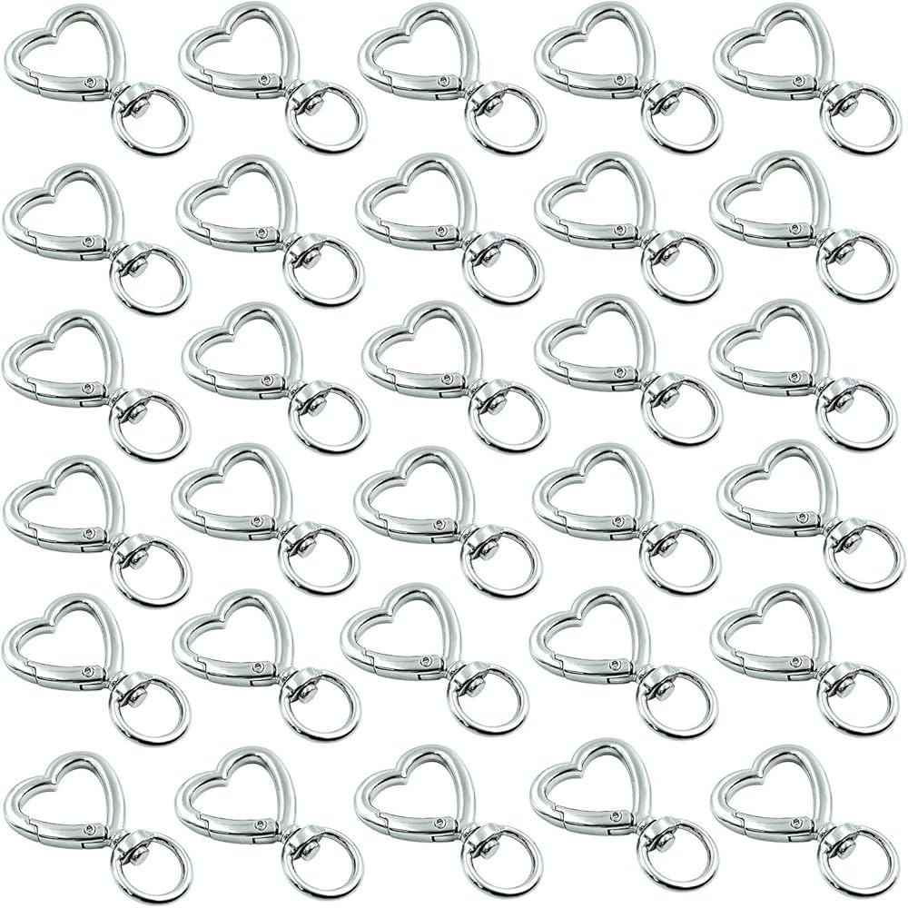 HAN SHENG 30 Pcs Metal Heart Shape Keychain DIY Creative Design Hanging Buckle Key Ring Spring Sn... | Amazon (US)