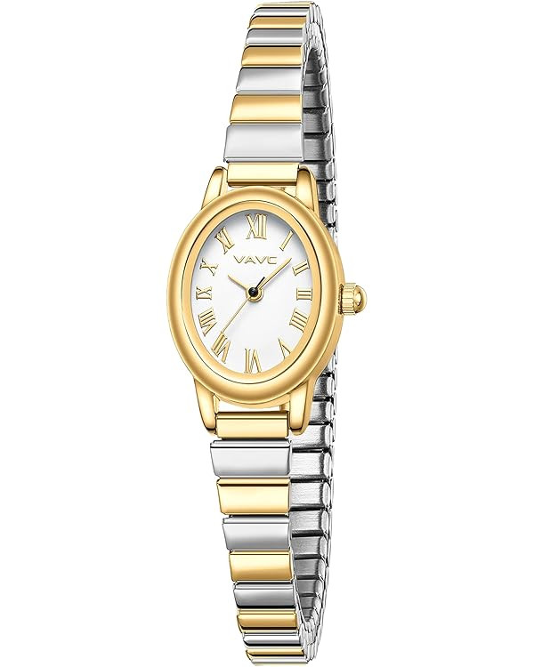 Small Gold Watches for Women,Analog Womens Watch with Stainless Steel Expansion Band,Oval Case Ro... | Amazon (US)