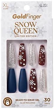 GoldFinger Limited Edition Holiday Nails Snow Queen Press On Manicure, Gel Nail Kit, Polish Free ... | Amazon (US)