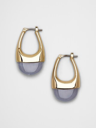 Resin Metal Mixed Drop Hoop Earrings | Banana Republic Factory