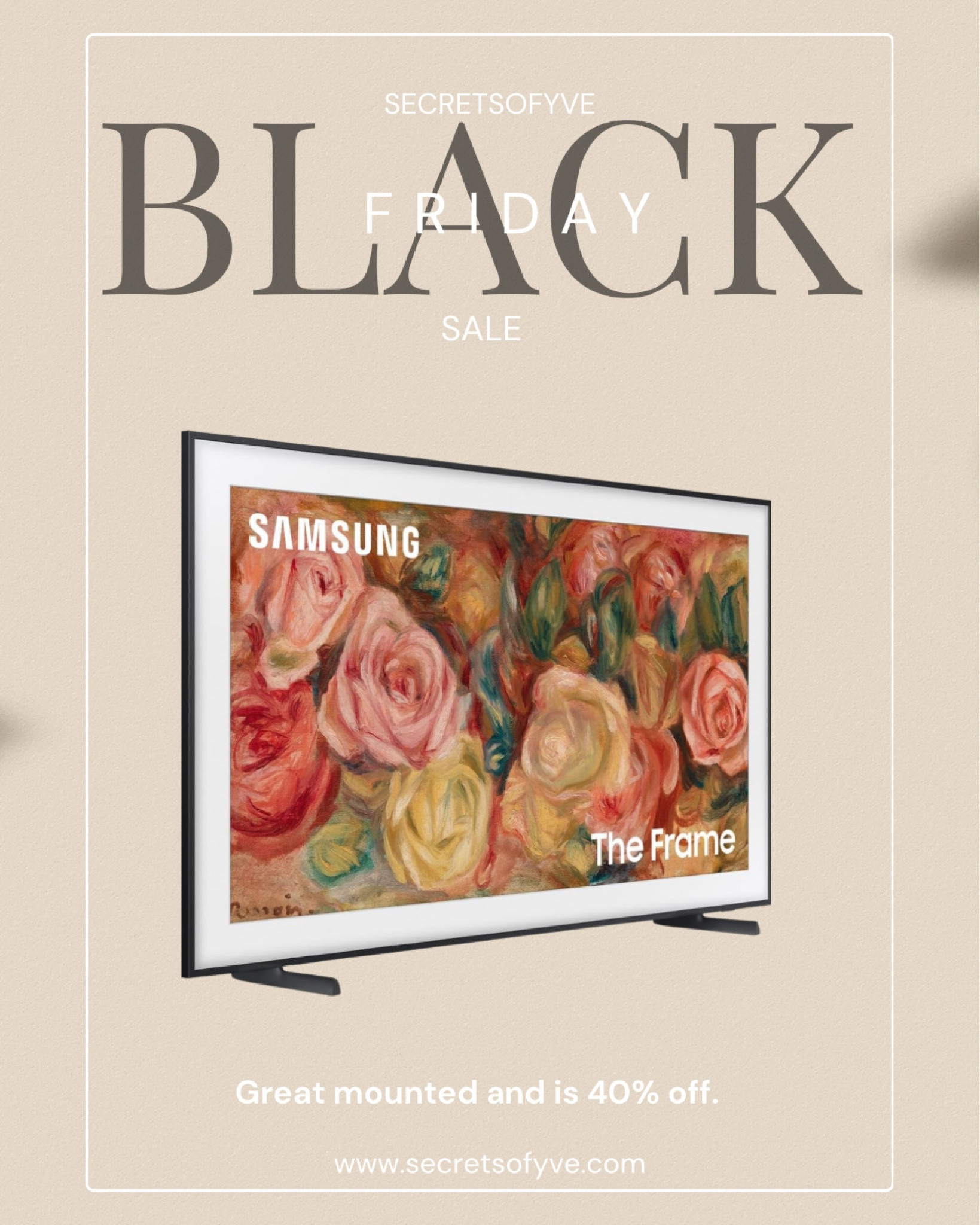 Secretsofyve: Black Friday deals & sales! Frame TV for your home or as a gift. Home gift and wedding gift 🎁 inspo. 
#Secretsofyve #ltkgiftguide
Always humbled & thankful to have you here.. 
CEO: PATESI Global & PATESIfoundation.org
 #ltkvideo @secretsofyve : where beautiful meets practical, comfy meets style, affordable meets glam with a splash of splurge every now and then. I do LOVE a good sale and combining codes! #ltkstyletip #ltksalealert #ltkfamily #ltku #ltkfindsunder100 #ltkfindsunder50 #ltkholiday #ltkcyberweek #ltkmens secretsofyve 

#LTKSeasonal #LTKHome #LTKWedding