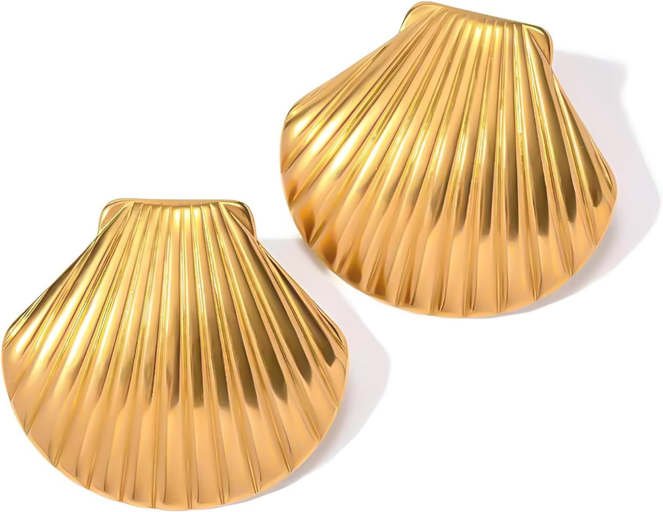 Amazon.com: GREICHFAN Big Shell Stud Earrings Gold Large Seashell Conch Earrings Beach Earrings f... | Amazon (US)