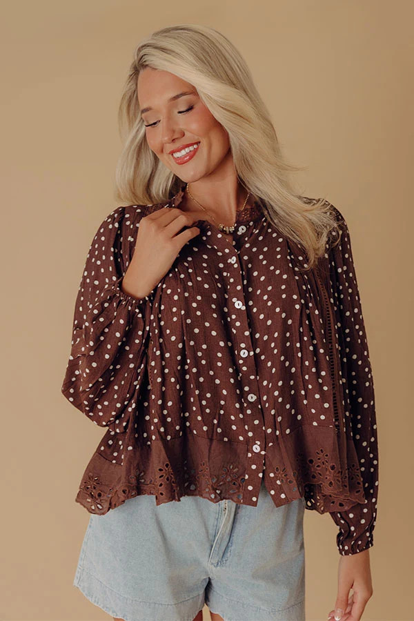 Paris Brunch Polka Dot Eyelet Top | Impressions Online Boutique