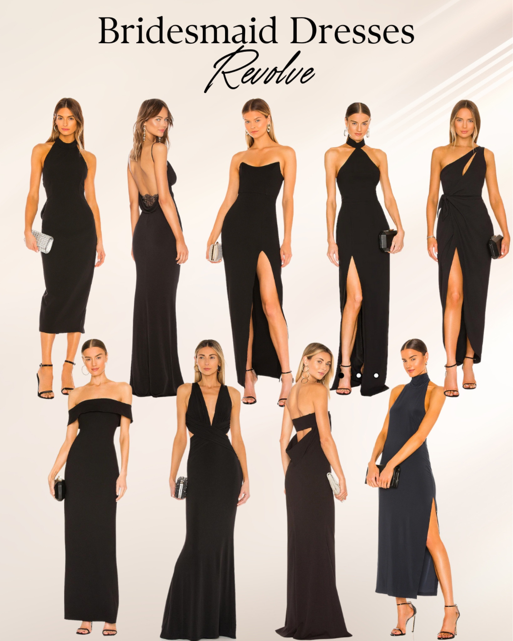 More mismatched bridesmaid dresses! Love these for a black tie affair. 

Wedding guest dress, bridesmaid dress, black dress, revolve 

#LTKstyletip #LTKwedding #LTKunder100