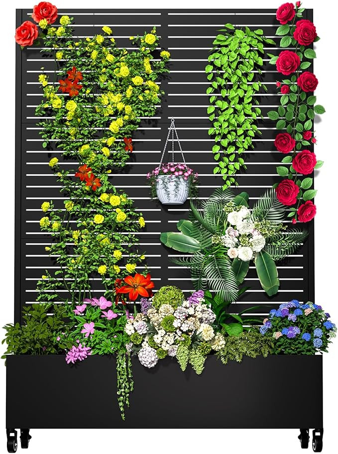 Metal Planter Box with Trellis, 72"x47"x16" Outdoor Galvanized Raised Garden Bed with Privacy Scr... | Amazon (US)