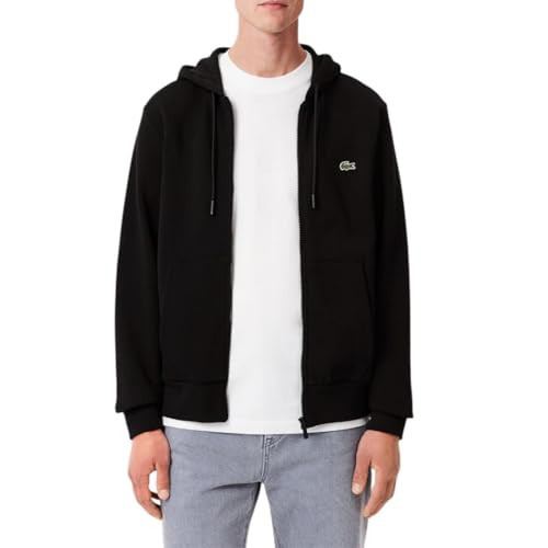 Lacoste Men's Zip-Up Fleece Hoodie, Black, 4X-Large | Amazon (US)