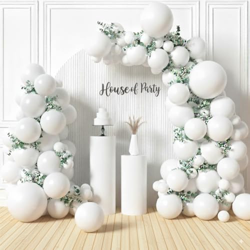 HOUSE OF PARTY White Balloons | Balloons for Balloon Arch, 5/12/18 Inch | Christmas balloon Arch decorations | Globos for Birthday, Wedding, Halloween, Christmas and Easter Decorations | Amazon (US)