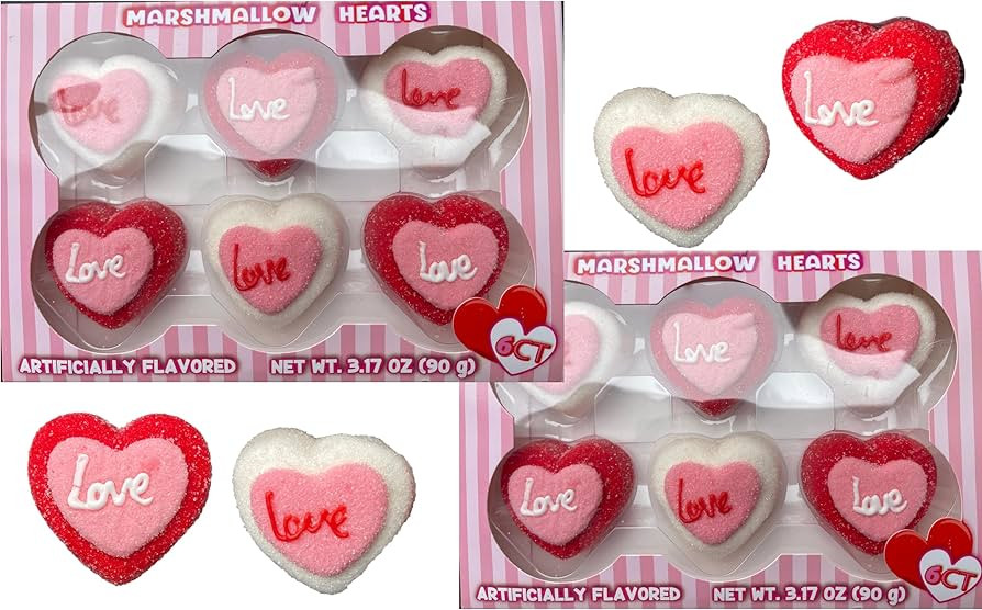 Marshmallow Hearts, Red, Pink and White Valentine's, Mothers Day Love Hearts | Valentine's Day Cl... | Amazon (US)
