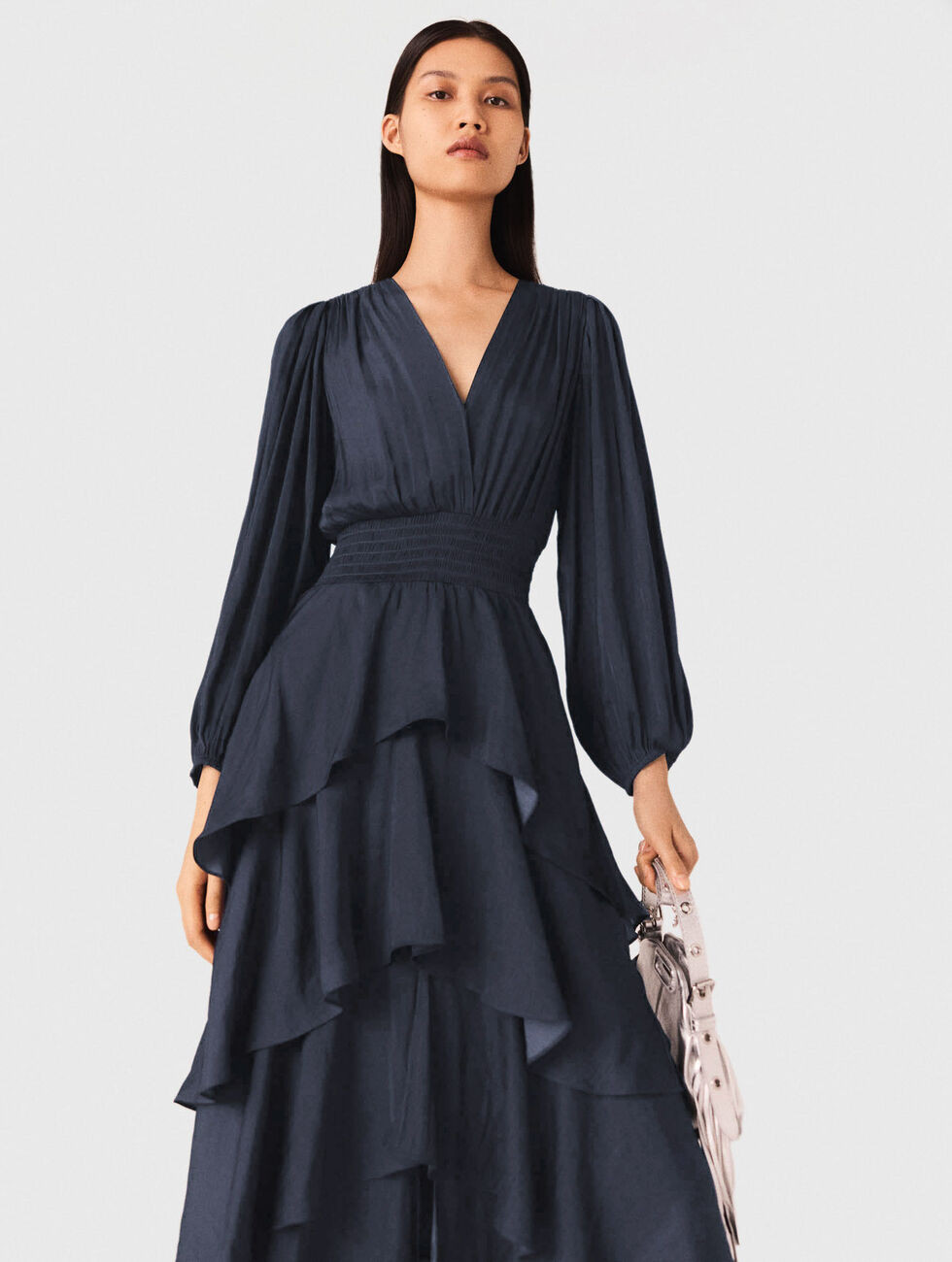 Robe longue à volants bleu pour femme | Maje | Maje EU