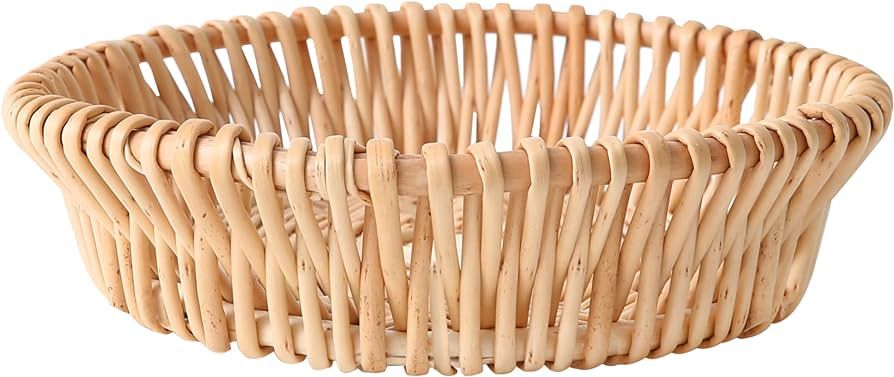 LONGERO Handcrafted Storage Basket, Wicker Round Bowl, Handwoven Shelf Basket, Natural Willow, 1 ... | Amazon (US)