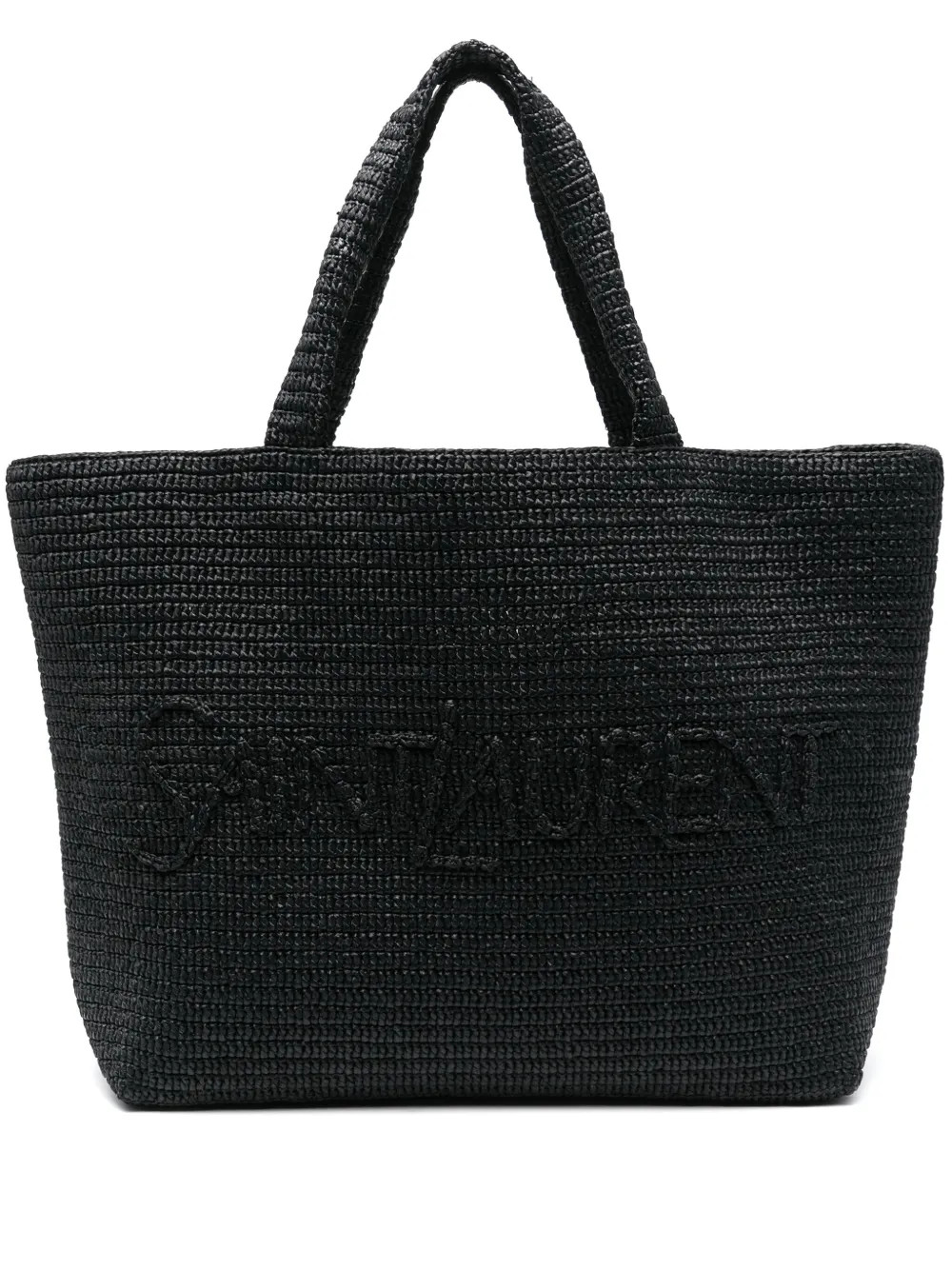 Saint Laurentlogo-embossed raffia tote bag | Farfetch Global
