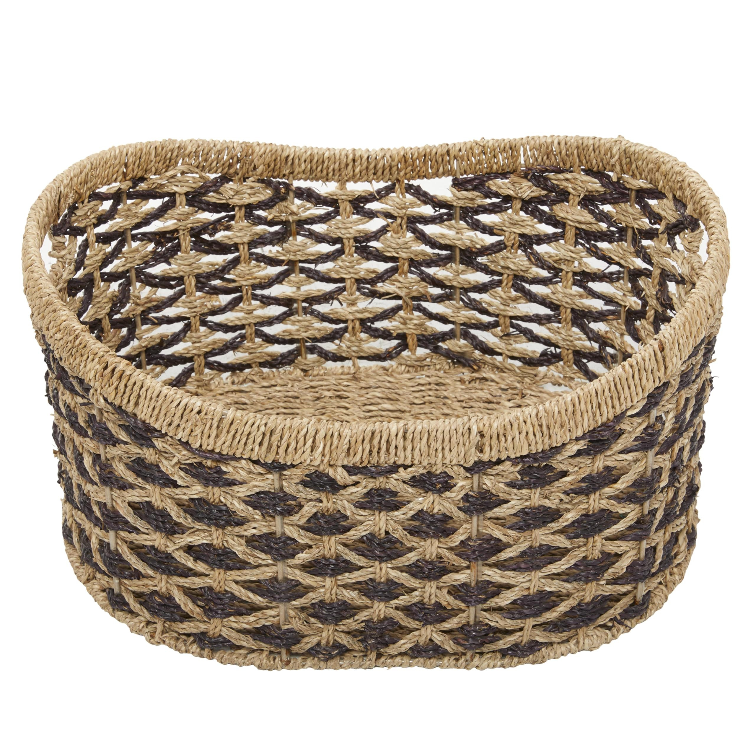 Deco 79 Seagrass Handmade Decorative and Functional Storage Basket Two Toned Basket Organizer wit... | Amazon (US)