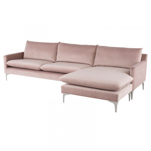 Nuevo Anders Sectional Sofa Blush/Stainless | Gracious Style