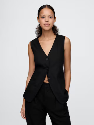 Linen-Blend Longline Vest | Gap (US)
