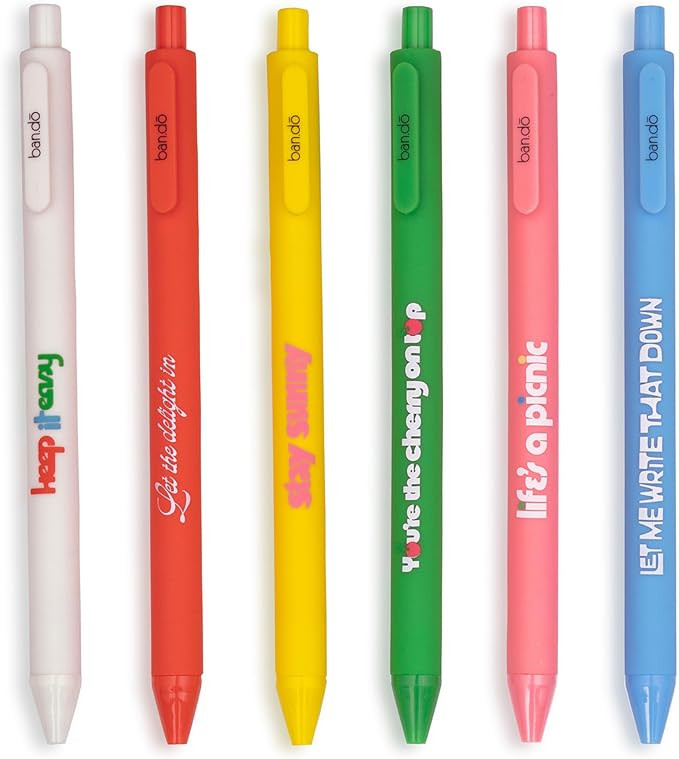 ban.do Write On Rainbow Colored Gel Pen Set of 6, Plastic Click Pens with Non-Toxic Colorful Ink ... | Amazon (US)