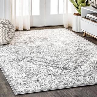 Modern Persian Light Gray 8 ft. x 10 ft. Distressed Area Rug | The Home Depot