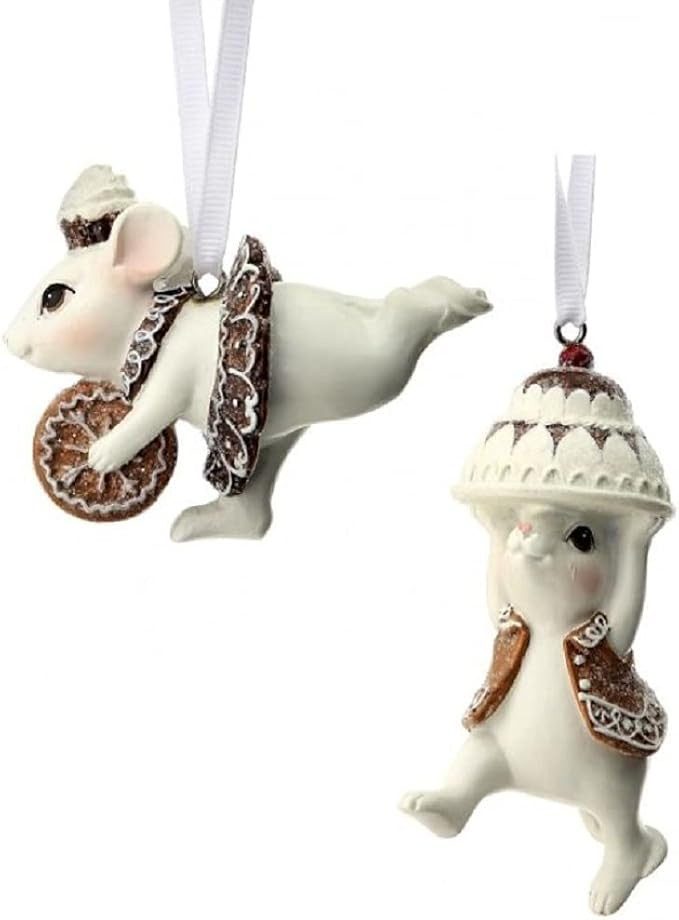 Regency International Gingerbread Baking Mice Mouse with Cake and Cookie Ornaments 2 Assorted, Mu... | Amazon (US)
