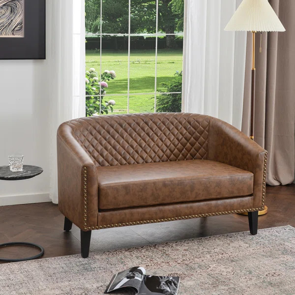 Boney Tufted Faux Leather Upholstered Small Loveseat | Wayfair | Wayfair North America