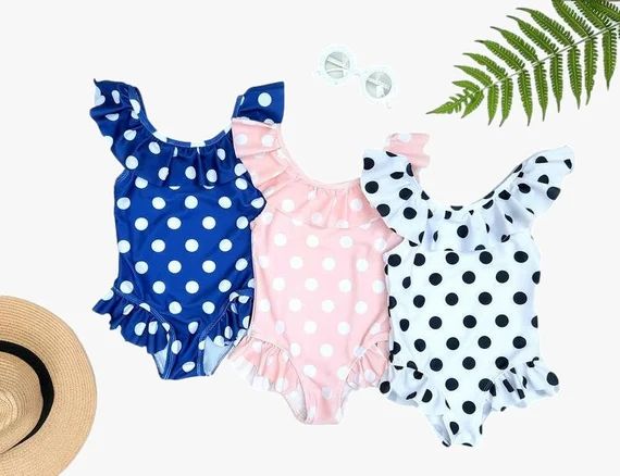 Girl Swimsuit, Ruffle swimsuit,Polka dot Swimsuit,Mommy and me Swimsuit, matching mother daughter... | Etsy (US)