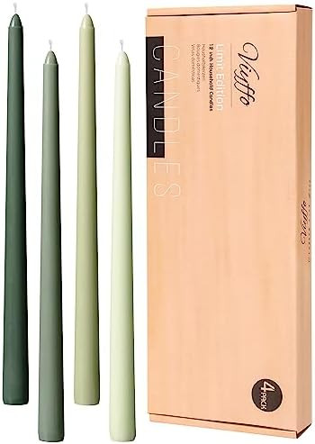 Viyffo 12 Inch Green Taper Candles Set of 4 Unscented Smokeless Long Tall Tapered Candles for Can... | Amazon (US)
