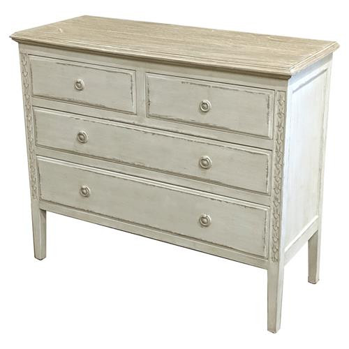 Beatrix French Country Ivory Wood 4 Drawer Chest | Kathy Kuo Home