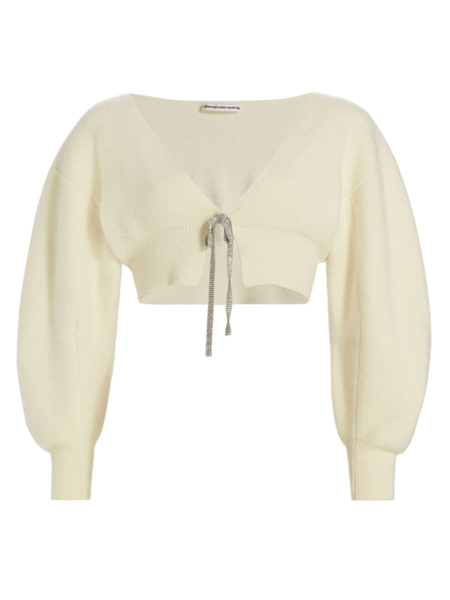Alexander Wang Cropped Crystal-Tie Cardigan | Saks Fifth Avenue