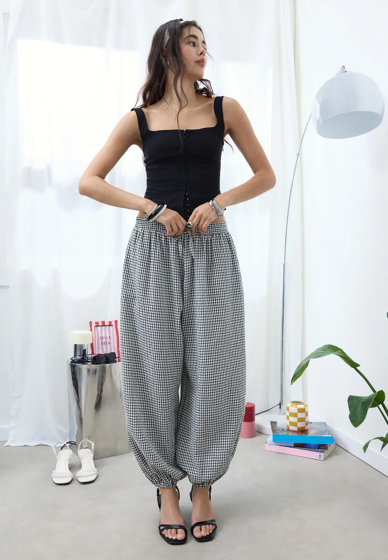 Balloon check trousers - Women's Stradimarket | Stradivarius United Kingdom | Stradivarius (UK)