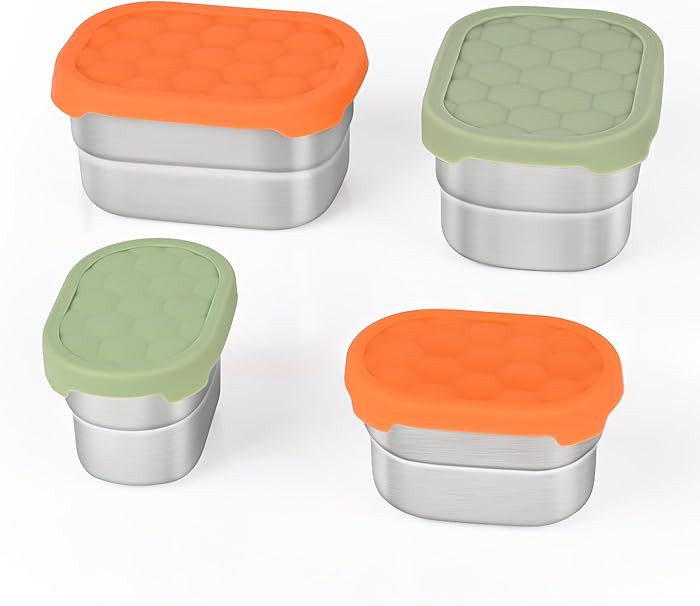 Tanjiae Stainless Steel Snack Containers for Kids & Salad Dressing Containers Sets | Easy Open Sm... | Amazon (US)