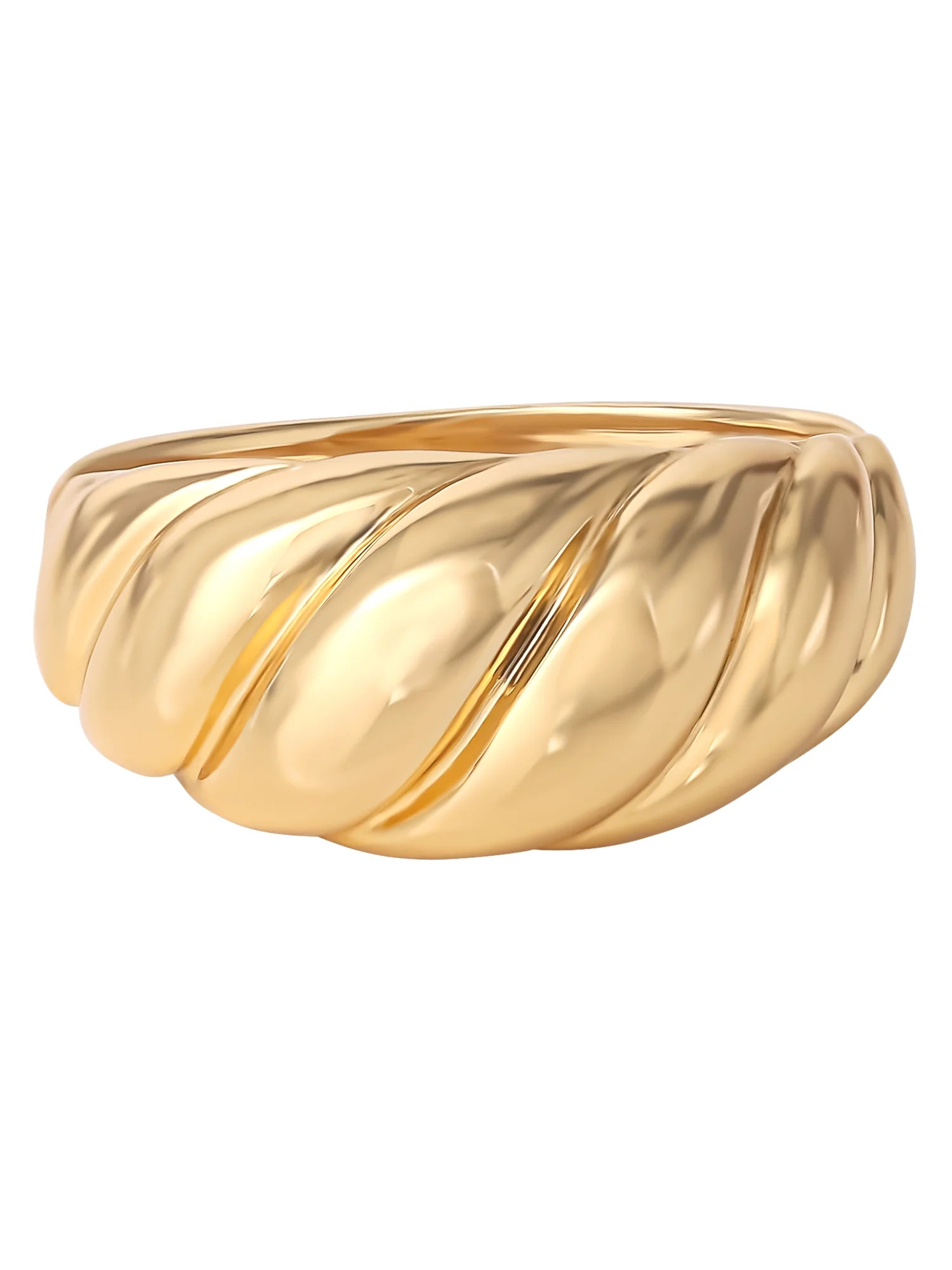 "JS Jessica Simpson Women’s Gold Plated Sterling Silver Ribbed Dome Ring" - Walmart.com | Walmart (US)