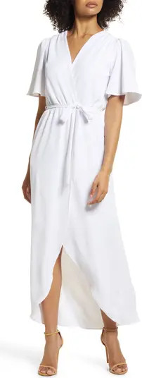 Flutter Sleeve Faux Wrap Maxi Dress | Nordstrom