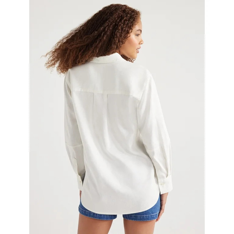 Free Assembly Women’s Boxy Button-Down Tunic Top with Long Sleeves, Sizes XS-XXL - Walmart.com | Walmart (US)