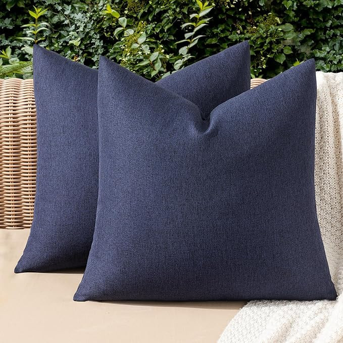 MIULEE Pack of 2 Decorative Outdoor Solid Waterproof Throw Pillow Covers Faux Linen Garden Farmho... | Amazon (US)