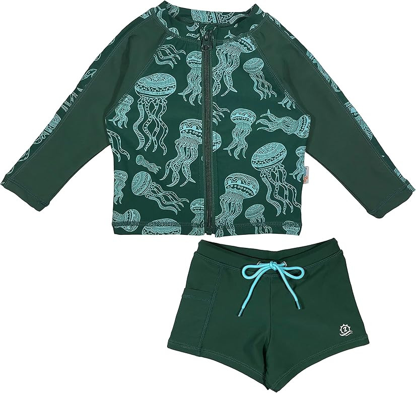 SwimZip Kid UPF 50+ Long Sleeve Rash Guard + Euro Shorties Set (Multiple Colors) | Amazon (US)
