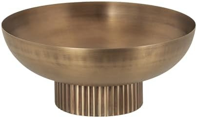 Kate and Laurel Rooks Ribbed Decorative Metal Bowl; 12 Inch Diameter; Brass; Modern Raised Fruit ... | Amazon (US)