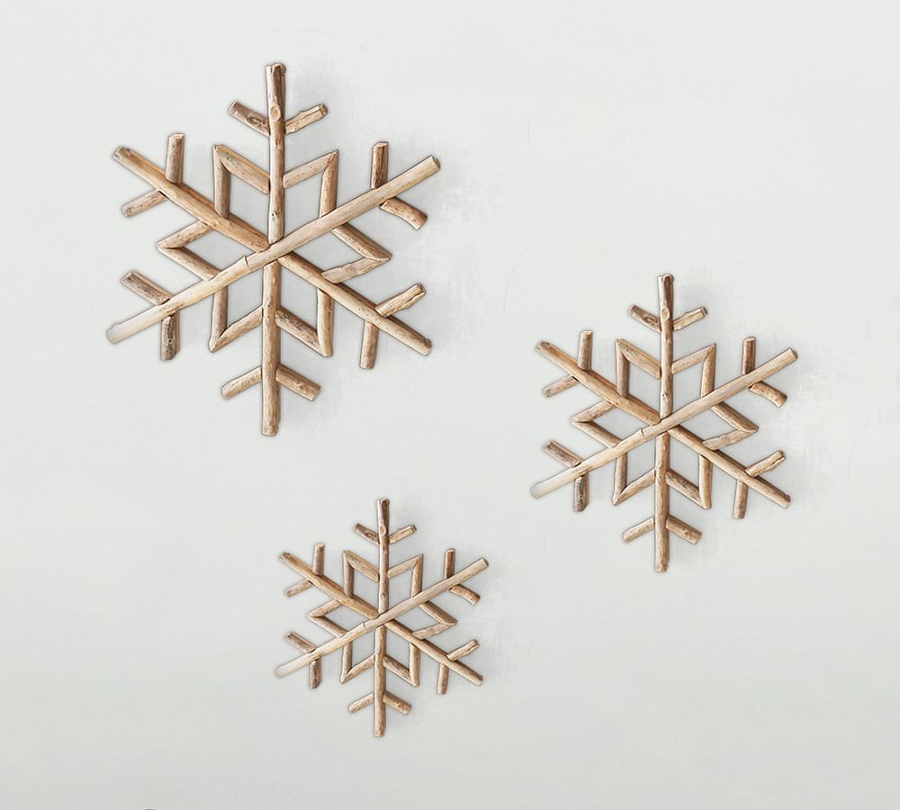Driftwood Snowflake Wall Art, Set of 3 | Pottery Barn (US)