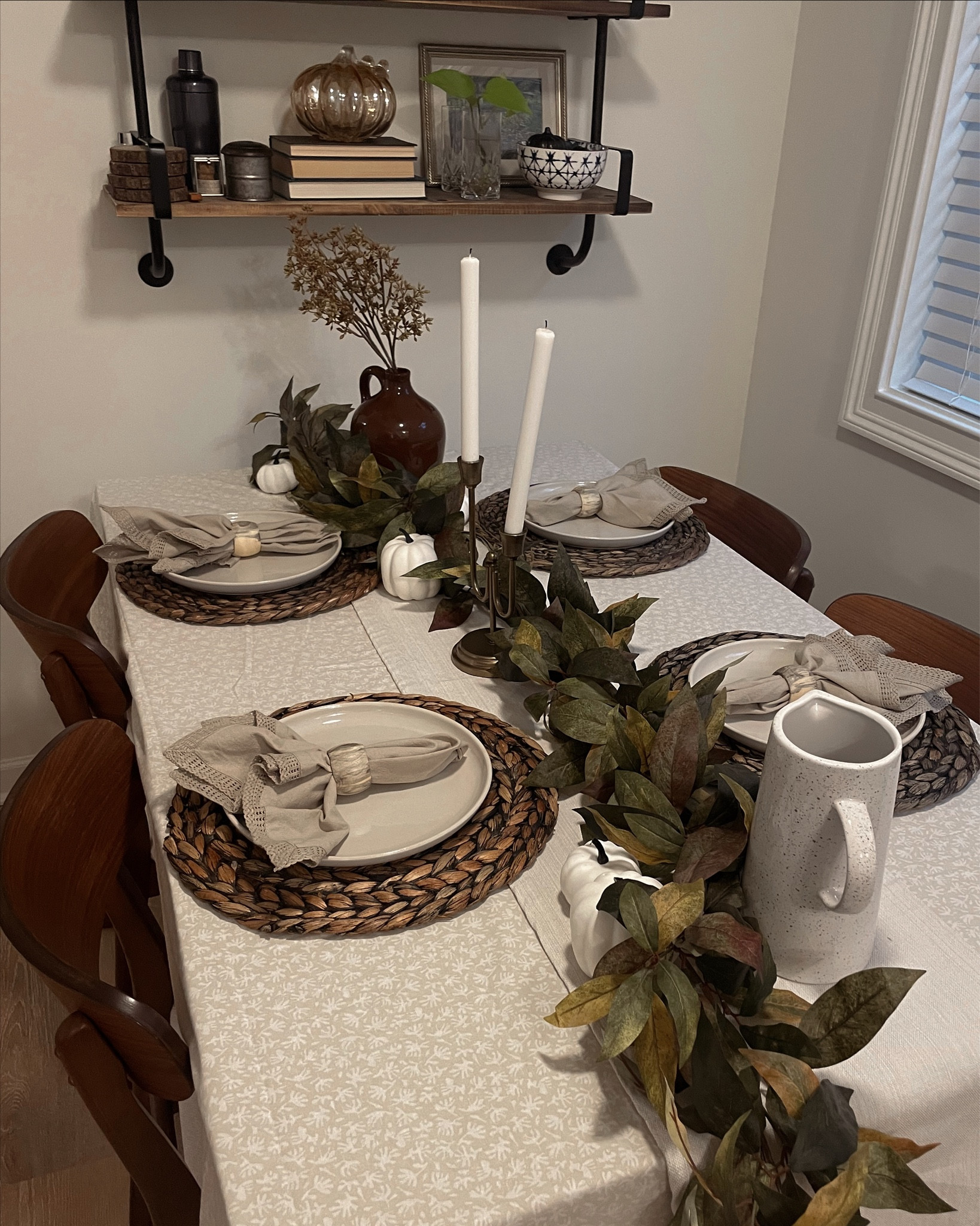 I’m loving our new fall tablescape! Inspired by the Studio Mcgee fall collection, I’ve compiled a more affordable version for your own home :) The brown vase is thrifted + the hyacinth chargers were a gift.

#LTKhome #LTKSeasonal #LTKunder50