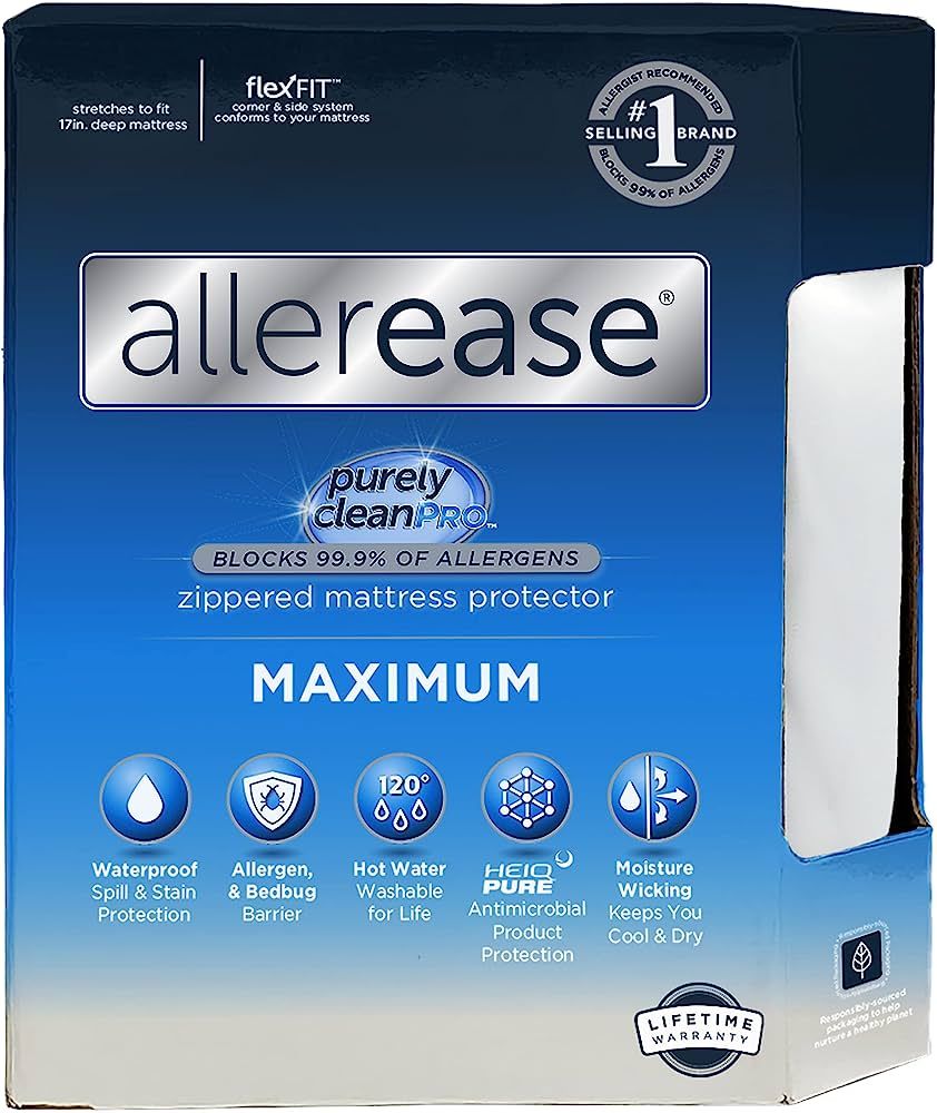 AllerEase Waterproof Mattress Protector, Maximum Allergy Mattress Protector, Queen Mattress Cover | Amazon (US)