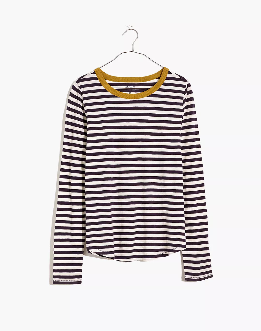 Whisper Cotton Rib-Crewneck Long-Sleeve Tee in Mulford Stripe | Madewell