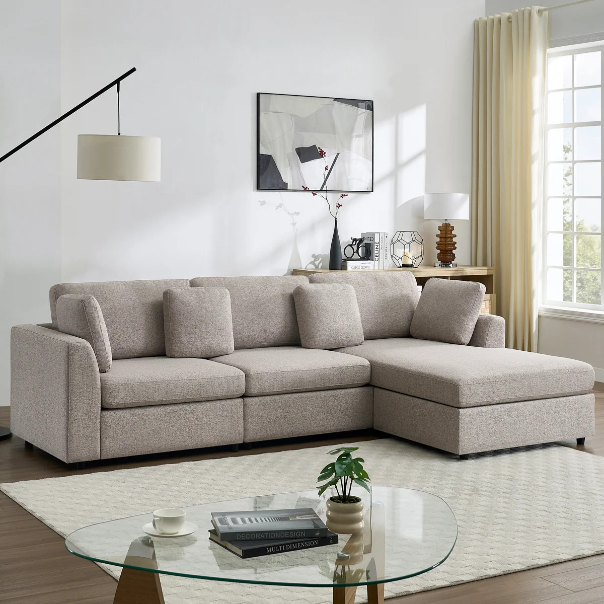 Wauseon 108.7" W Upholstered Sofa with Convertible Chaise | Wayfair North America